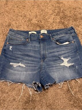 Universal Thread Jean Shorts Womens 16 33 Blue Denim Distressed High Rise